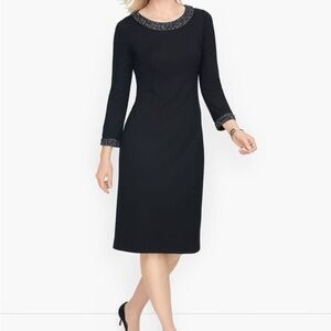 Talbots Black REFINED PONTE TIPPED TWEED DRESS Size 10 NWT